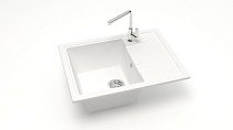 Мойка МАТОВАЯ 150/Q1 (БЕЛЫЙ ЛЁД) AQUADREAM, прямоуг с крылом, 575х470х215   OFF