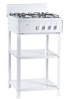 Газ.плита FLAMA AVG1402-W (4-х комф,щит,напольная, без дух, с полочками) (АРТ 048)