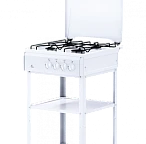 Газ.плита FLAMA AVG1401-W (4-х комф,крышка,напольная, без дух, с полочками)(АРТ.047)