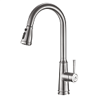 A56108 Смеситель для кухни, вытяжная лейка (сатин) нерж С-излив H=254мм d35  FASHUN