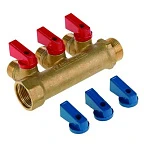Коллектор с шар. кранами 3/4"х1/2"м, 3 выхода, без цанг плоское уплотнение VIEIR  VR713 (40/1шт)
