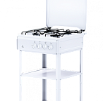 Газ.плита FLAMA AVG1401-W (4-х комф,крышка,напольная, без дух, с полочками)(АРТ.047)