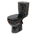 Унитаз-компакт "Рио" черный КРАКЕЛЮР (гориз, сид, 2-х уровн.арм.) ROSA   УЦЕНКА