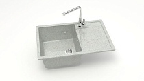 Z161 Q10 Мойка ГЛЯНЦЕВАЯ (СВЕТЛО СЕРАЯ) AQUADREAM, прямоуг с крылом, 750x505x218
