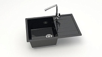 Z161 Q4 Мойка ГЛЯНЦЕВАЯ (ЧЁРН) AQUADREAM, прямоуг с крылом, 750x505x218