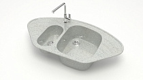 Z23 Q10 Мойка ГЛЯНЦЕВАЯ (СВЕТЛО СЕРАЯ) MARRBAXX, угловая двухчашевая, 945х500х175