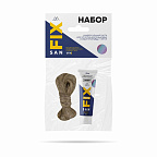 Набор: Паста универсальная для уплотнения резьб.соединений + лен (25мл+7гр), в тубе, графит, SANFIX