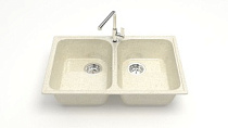Z260 Q2 Мойка ГЛЯНЦЕВАЯ (БЕЖ) MARRBAXX, двухчашевая, 732х475х180  
