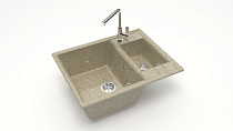 Z190 Q5 Мойка ГЛЯНЦЕВАЯ (ПЕСОЧН) MARRBAXX, двухчашевая, 612х505х212  OFF   