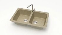 Мойка МАТОВАЯ 20/Q5 (ПЕСОЧН) AQUADREAM, двухчашевая, 780х500х195