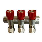 Коллектор VR503 с регулировочными вентилями 3/4"х16, 3 выхода, с цангами VIEIR (20/5шт)