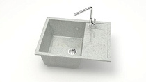 Z151 Q10 Мойка ГЛЯНЦЕВАЯ (СВЕТЛО СЕРАЯ) AQUADREAM, прямоуг с крылом, 645x505x218
