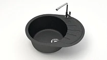 Мойка МАТОВАЯ 10/Q4 (ЧЁРН) AQUADREAM, овал с крылом, 575х440х215