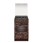Газоэлектрич.плита GEFEST ПГЭ 5302-03 0054 (85х50х58,5) фасад с рис.коричн мрамор, крышка стеклянная