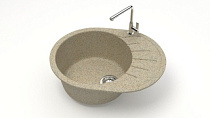 Мойка МАТОВАЯ 10/Q5 (ПЕСОЧН) AQUADREAM, овал с крылом, 575х440х215