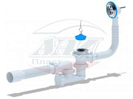 255E Сифон для ванны 1 1/2" регулируемый (выпуск, перелив, гибкая труба 40/50), АНИ пласт (30)