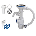 4512-Б Сифон д/кух бутылочный 3 1/2"*40 (один отвод, перелив (прямоуг. и кругл), ОРИО (30)