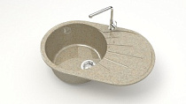 Z110 Q5 Мойка ГЛЯНЦЕВАЯ (ПЕСОЧН) MARRBAXX, овал с крылом, 730х450х215