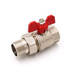 Кран шар лат 1 с американкой НИКЕЛЬ красный (VIEIR) VR204-03 (48/6)