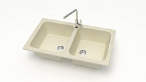 Мойка МАТОВАЯ 20/Q2 (БЕЖ) AQUADREAM, двухчашевая, 780х500х195