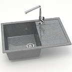 Z161 Q8 Мойка ГЛЯНЦЕВАЯ (ТЁМНО СЕРАЯ) MARRBAXX, прямоуг с крылом, 750x505x218