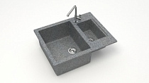 Мойка МАТОВАЯ 19/Q8 (ТЁМНО СЕРАЯ) AQUADREAM, двухчашевая, 605х490х210   OFF