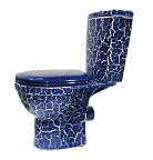 Унитаз-компакт "Рио" синий КРАКЕЛЮР (гориз, сид, 2-х уровн.арм.) ROSA (г. Киров)