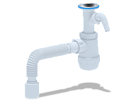 2010A Сифон для мойки 1 1/2"*40 Грот (отвод для стир.маш., гибкая труба 40*50), АНИ пласт (25)