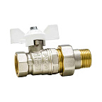 Кран шар. с американкой 3/4 г/ш бабочка (БЕЛАЯ ручка) Ду20 Ру40 LD Pride (12)