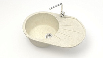Мойка МАТОВАЯ 110/Q2 (БЕЖ) AQUADREAM, овал с крылом, 730х450х215