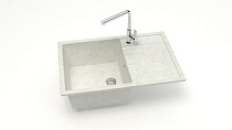 Мойка МАТОВАЯ 161/Q15 (БЕЛЫЙ ГРАНИТ) AQUADREAM, прямоуг с крылом, 750x505x218   OFF