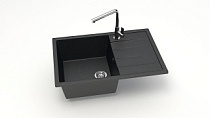 Мойка МАТОВАЯ 161/Q4 (ЧЁРН) AQUADREAM, прямоуг с крылом, 750x505x218