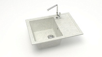 Мойка МАТОВАЯ 150/Q15 (БЕЛЫЙ ГРАНИТ) AQUADREAM, прямоуг с крылом, 575х470х215   OFF