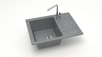 Мойка МАТОВАЯ 150/Q8 (ТЁМНО СЕРАЯ) AQUADREAM, прямоуг с крылом, 575х470х215