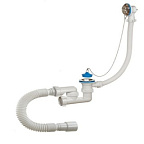 80089-А Сифон д/ванн 1 1/2"*40 регулируемый (нерж.чашка, перелив, гибкая труба 40*40/50), ОРИО (28)