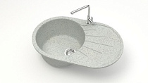 Мойка МАТОВАЯ 110/Q10 (СВЕТЛО СЕРАЯ) AQUADREAM, овал с крылом, 730х450х215