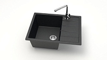 Мойка МАТОВАЯ 151/Q4 (ЧЁРН) AQUADREAM, прямоуг с крылом, 645x505x218