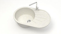 Мойка МАТОВАЯ 110/Q7 (ХЛОПОК) AQUADREAM, овал с крылом, 730х450х215