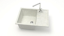 Мойка МАТОВАЯ 151/Q15 (БЕЛЫЙ ГРАНИТ) AQUADREAM, прямоуг с крылом, 645x505x218   OFF