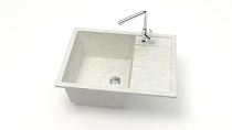 Мойка МАТОВАЯ 151/Q15 (БЕЛЫЙ ГРАНИТ) AQUADREAM, прямоуг с крылом, 645x505x218   OFF