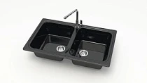 Z20 Q4 Мойка ГЛЯНЦЕВАЯ (ЧЁРН) MARRBAXX, двухчашевая, 780х500х195