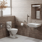 Поручень откидной белый с фиксатором и бумагодержателем (крепл-е к стене)