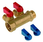 Коллектор с шар. кранами 3/4"х1/2"м, 2 выхода, без цанг плоское уплотнение VIEIR  VR712 (50/1шт)