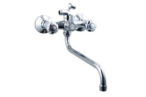 PL2209 Смеситель ванно-душевой с гарнитуром (хром) пластик, двухручковый, излив L330мм  FASHUN (10)