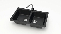 Мойка МАТОВАЯ 20/Q4 (ЧЁРН) AQUADREAM, двухчашевая, 780х500х195