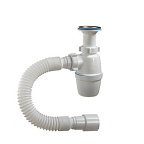 40029-А Сифон д/кух бутылочный с литым выпуском 1 1/2*40 (нерж.чашка d70мм, г/т 40*40/50) ОРИО (35)