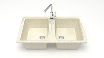 Z26 Q2 Мойка ГЛЯНЦЕВАЯ (БЕЖ) MARRBAXX, двухчашевая, 780х500х190   OFF