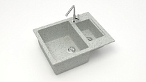 Мойка МАТОВАЯ 19/Q10 (СВЕТЛО СЕРАЯ) AQUADREAM, двухчашевая, 605х490х210   OFF