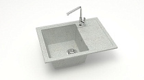 Мойка МАТОВАЯ 150/Q10 (СВЕТЛО СЕРАЯ) AQUADREAM, прямоуг с крылом, 575х470х215