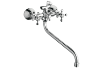 A2208 Смеситель ванно-душевой с гарнитуром (хром) лат, двухручковый, S-излив L330мм  FASHUN (10)